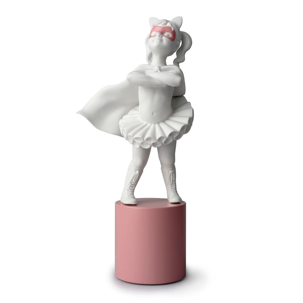 Scultura Sono Una Supereroina Lladrò in porcellana bianca opaca 40x17 cm