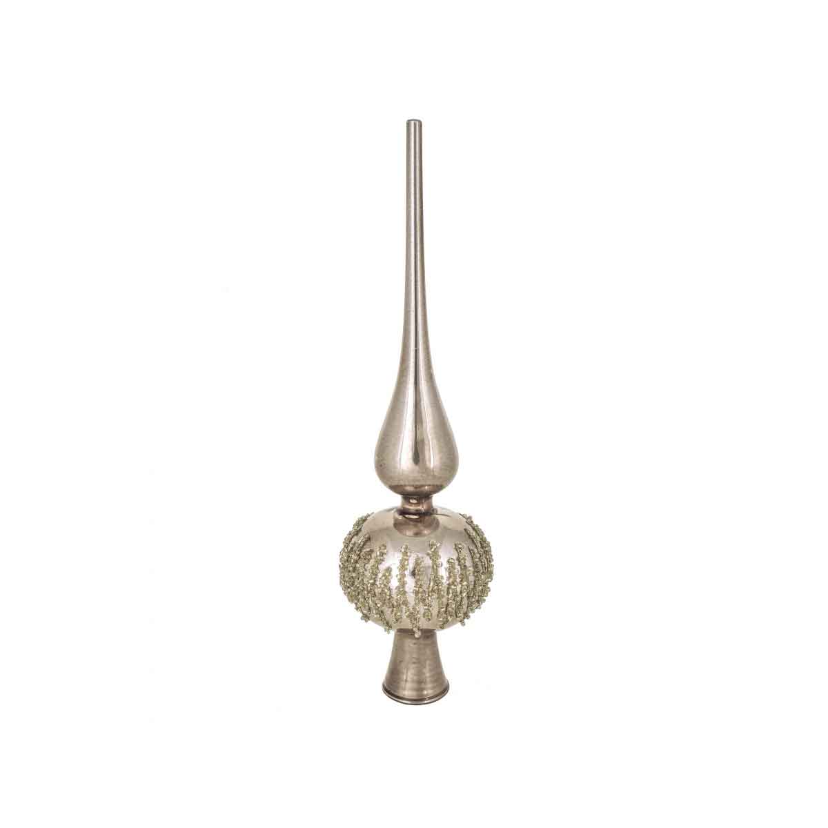 Puntale per albero Bianchi Dino in vetro color oro decorato 28 cm