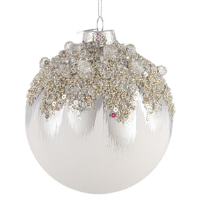 Pallina di Natale Gleeful Bizzotto in vetro bianco 10 cm