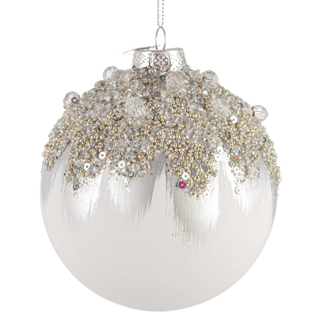 Pallina di Natale Gleeful Bizzotto in vetro bianco 10 cm