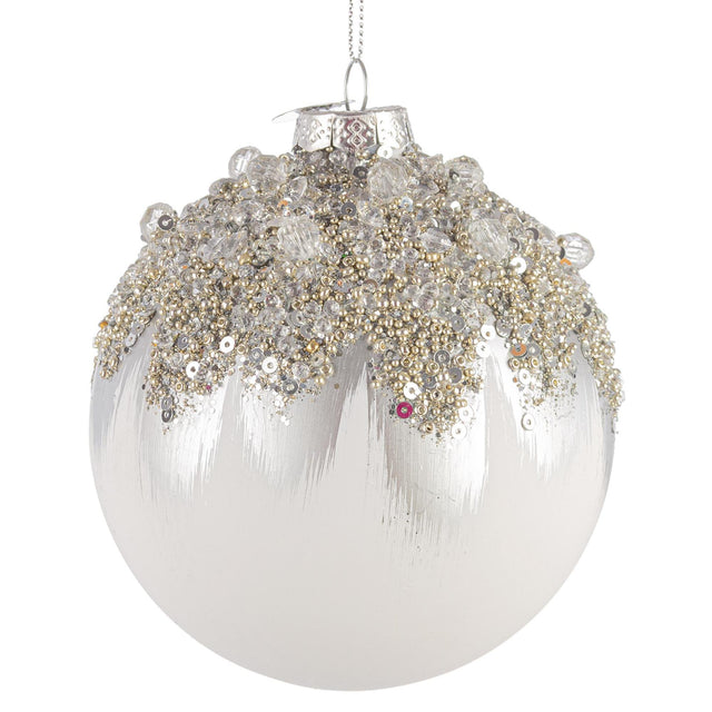 Pallina di Natale Gleeful Bizzotto in vetro bianco 10 cm