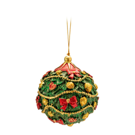 Pallina di Natale Palais Royal in resina verde con decoro 10 cm