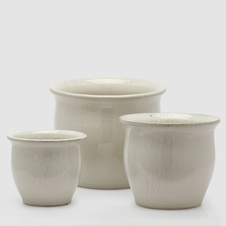 Vaso porta piante EDG in ceramica avorio bombato 38x32 cm