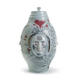 Vaso Conversation Lladrò in porcellana con volti decorativi 39x27 cm