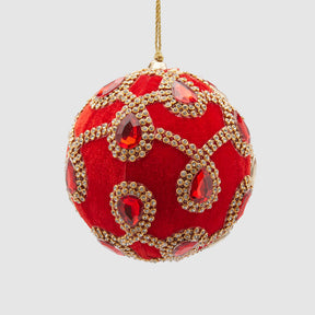 Sfera albero di Natale EDG in velluto verde diametro 10 cm