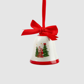 Addobbo campana EDG in porcellana con decoro Babbo Natale 10 cm
