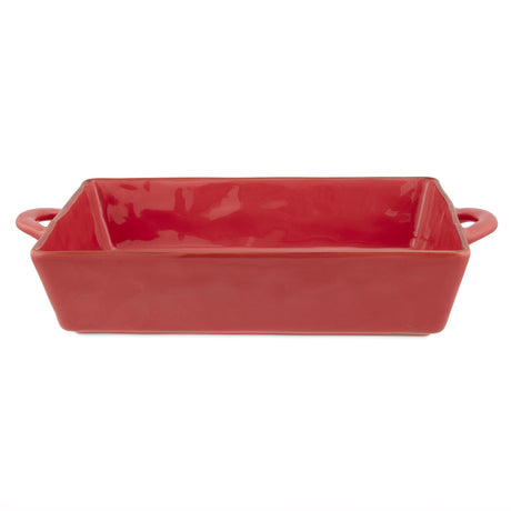 Teglia Concerto Rose & Tulipani in stoneware colore corallo 38x22 cm