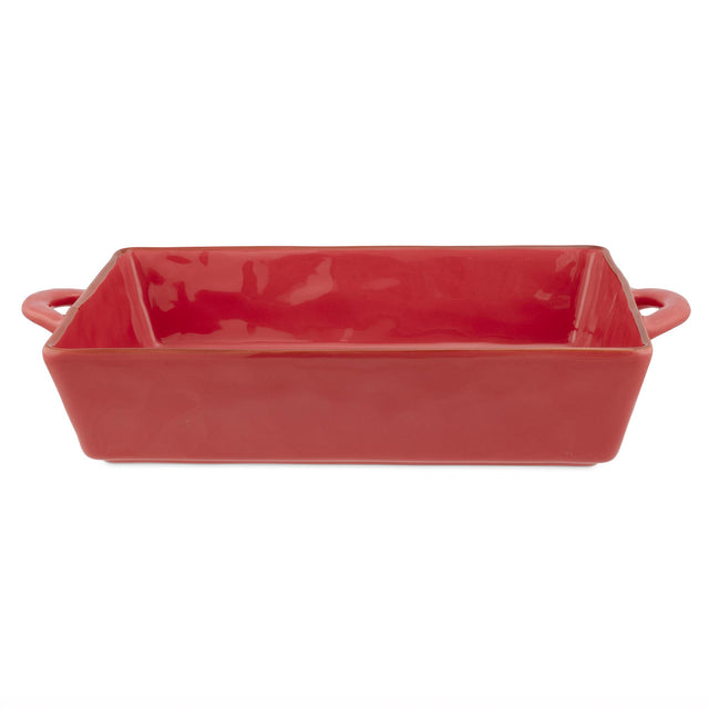 Teglia Concerto Rose & Tulipani in stoneware colore corallo 38x22 cm