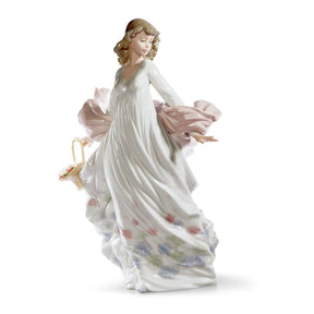 Statuina Donna Splendore Primaverile Lladrò in porcellana colori pastello