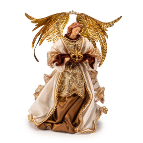 Angelo di Natale Noel in stoffa con corona decorativa altezza 36 cm