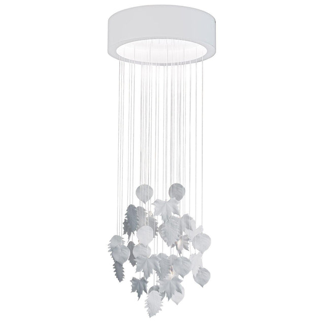 Lampadario Magic Forest Lladrò in porcellana con foglie lavorate a mano