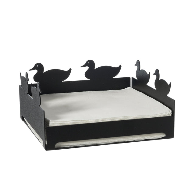 Portatovaglioli Duck Arti & Mestieri in ferro nero 8x17 cm