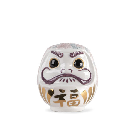 Statuetta Daruma Lladrò in porcellana lucida rosa 12x12 cm