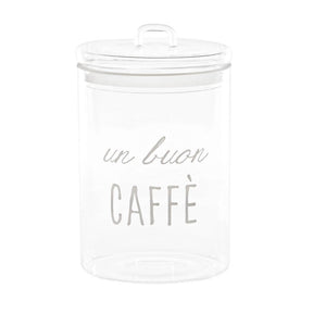 Barattolo caffè Simple Day in vetro borosilicato con decoro bianco 20x12 cm