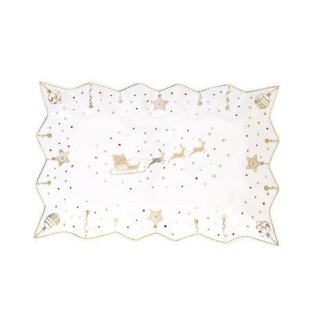 Piatto da portata Easy Life in porcellana decoro natalizio 35x23 cm