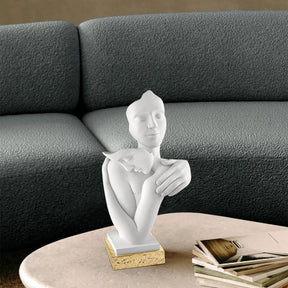 Scultura Abbraccio Bongelli Preziosi in marmorino con base nocciola 39 cm
