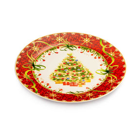 Piatto frutta Noel by Lamart in porcellana con decoro natalizio 20 cm