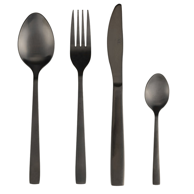 Set posate Modern Villa D'Este Home Tivoli in acciaio nero opaco 24 pezzi