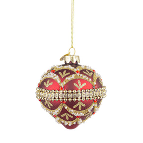 Addobbo trottola Bizzotto in vetro rosso per albero 10 cm
