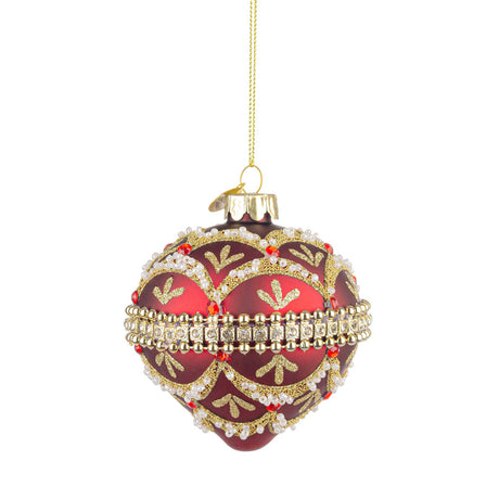 Addobbo trottola Bizzotto in vetro rosso per albero 10 cm