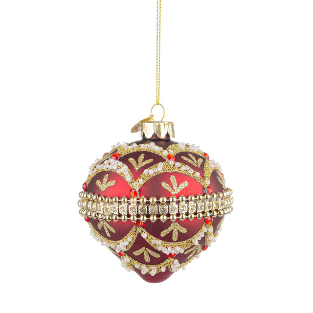 Addobbo trottola Bizzotto in vetro rosso per albero 10 cm