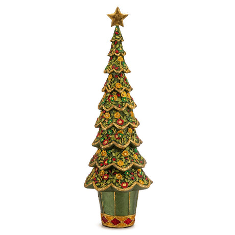 Albero di Natale Palais Royal in resina verde e oro 43 cm