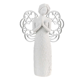 Statuina angelo che prega Bongelli Preziosi in marmorino argento 12 cm