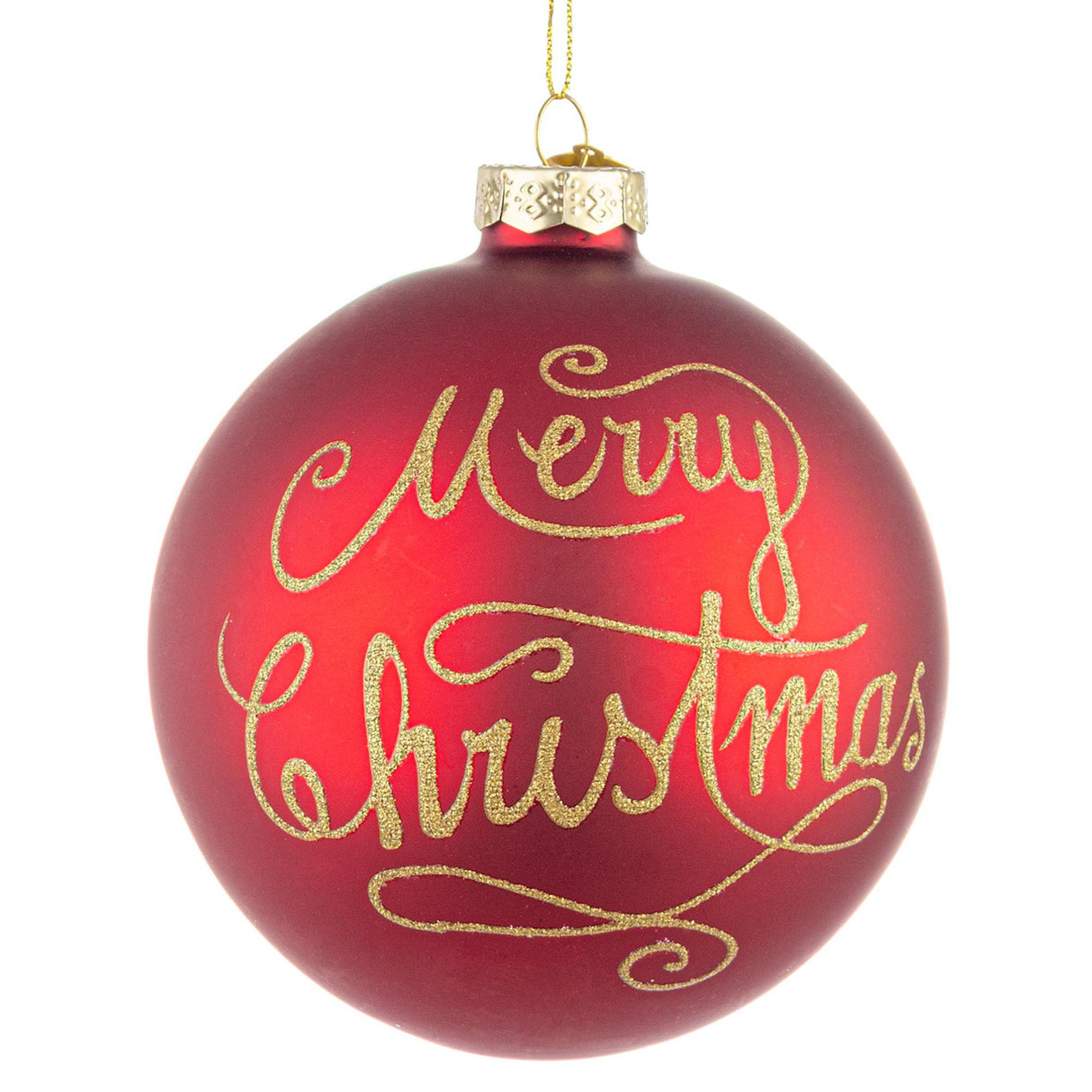 Sfera di Natale Bizzotto in vetro rosso lucido 10 cm