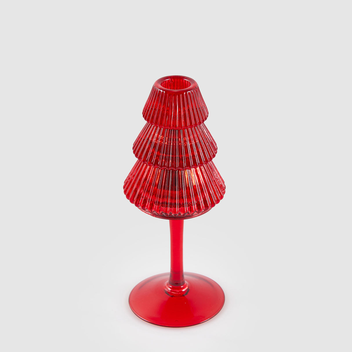 Portacandela calice Pino EDG in vetro rosso trasparente 19x8 cm