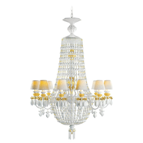 Lampada a sospensione Winter Palace Lladrò in porcellana bianca e oro