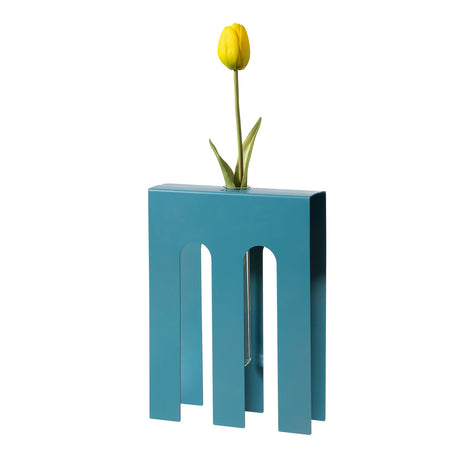 Vaso De Chirico Arti & Mestieri in ferro blu e vetro 25x18 cm
