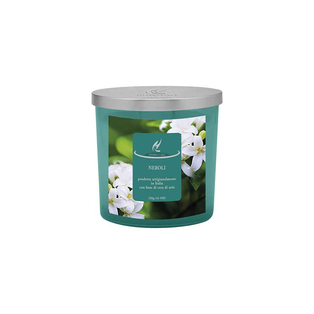 Candela profumata Hypno Casa in cera di soia Neroli contenitore vetro 350g