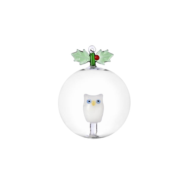 Pallina di Natale Ichendorf in vetro borosilicato con gufo 9 cm