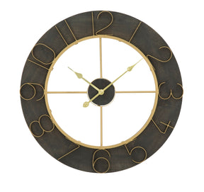 Orologio da parete Mauro Ferretti in ferro e MDF nero e oro 70x70 cm