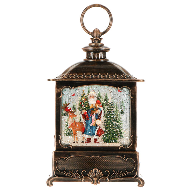 Lanterna natalizia Timstor in resina e vetro con Babbo Natale 26 cm