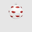 Pallina di Natale EDG in vetro bianco con decoro bocche glitter 10 cm