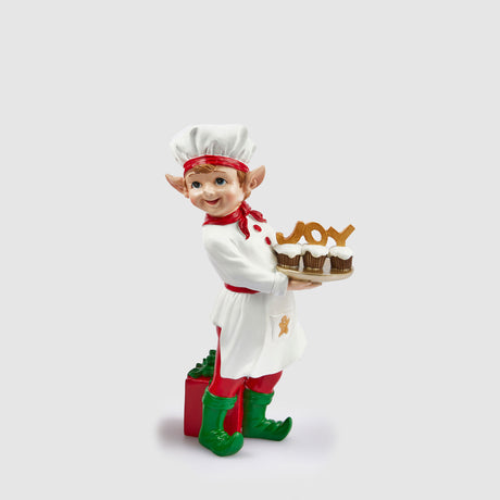 Elfo cuoco di Natale EDG in resina con grembiule da chef 30 cm