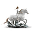 Statuina donna a cavallo Lladrò in porcellana opaca decorata 36x48 cm