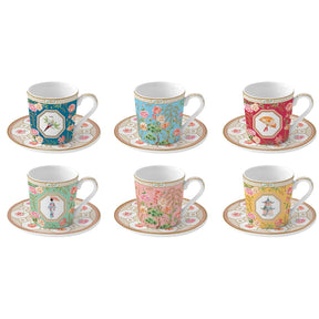 Set 6 tazzine espresso Easy Life Jardins d'Orient in porcellana decorata
