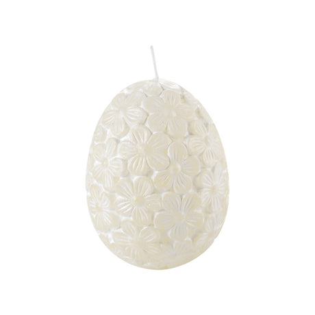 Candela di Pasqua Mascagni Casa in cera color panna con violette 9x6 cm
