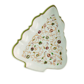 Antipastiera Albero Brandani in porcellana con decorazioni oro 26x23 cm