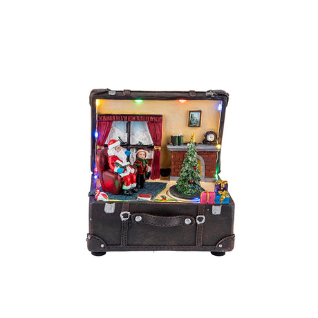 Scena natalizia valigetta Babbo Natale Timstor in resina 16 cm