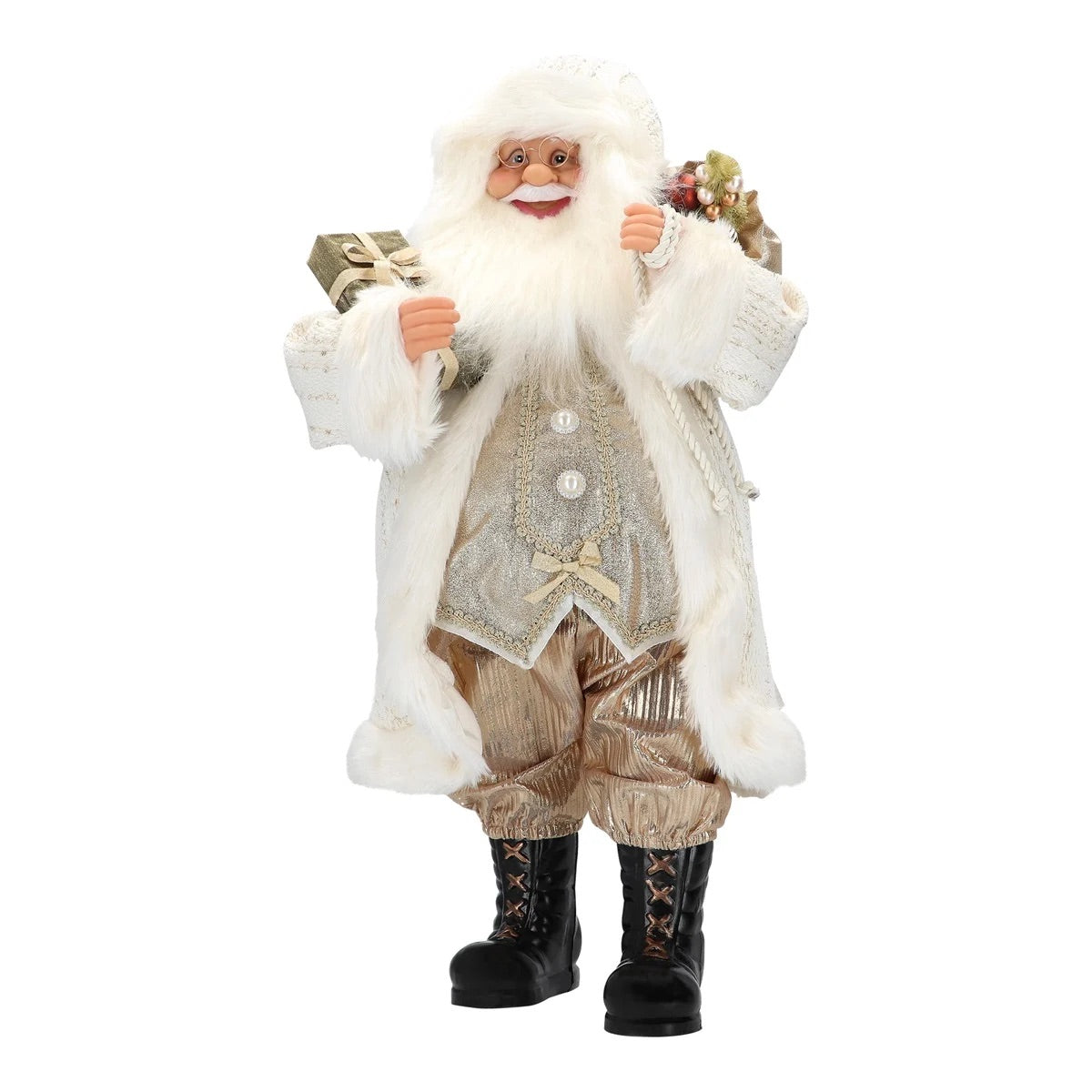 Babbo Natale Timstor in tessuto bianco con sacco regali 61 cm