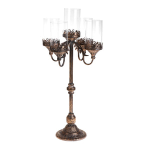 Candeliere 5 fiamme Bianchi Dino in metallo color champagne 72,5 cm