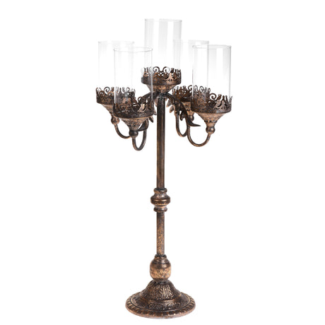 Candeliere 5 fiamme Bianchi Dino in metallo color champagne 72,5 cm