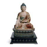 Scultura Buddha Shakyamuni Lladrò in gres color terra 60x38 cm