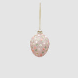 Uovo di Pasqua da appendere EDG in vetro con decori floreali rosa 8 cm
