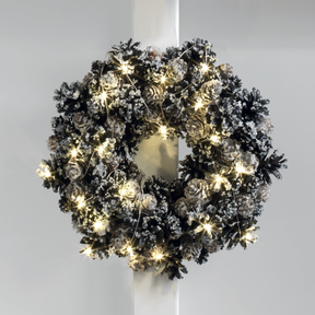 Ghirlanda con pigne Mascagni Casa effetto ghiacciato con luci LED 30 cm