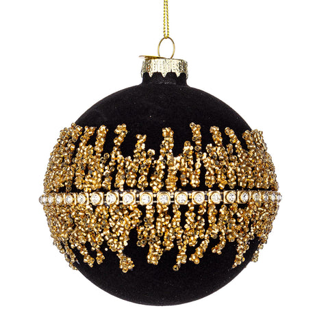 Sfera di Natale Bizzotto in vetro nero e oro diametro 10 cm