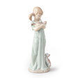 Statuina Ragazza con Gattini Lladrò in porcellana colori pastello 21 cm